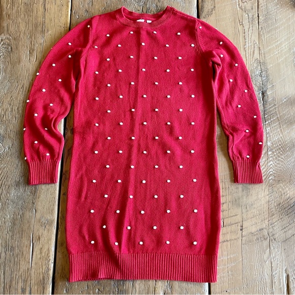Red & White Polka Dot Knit Tunic Sweater - Picture 1 of 3